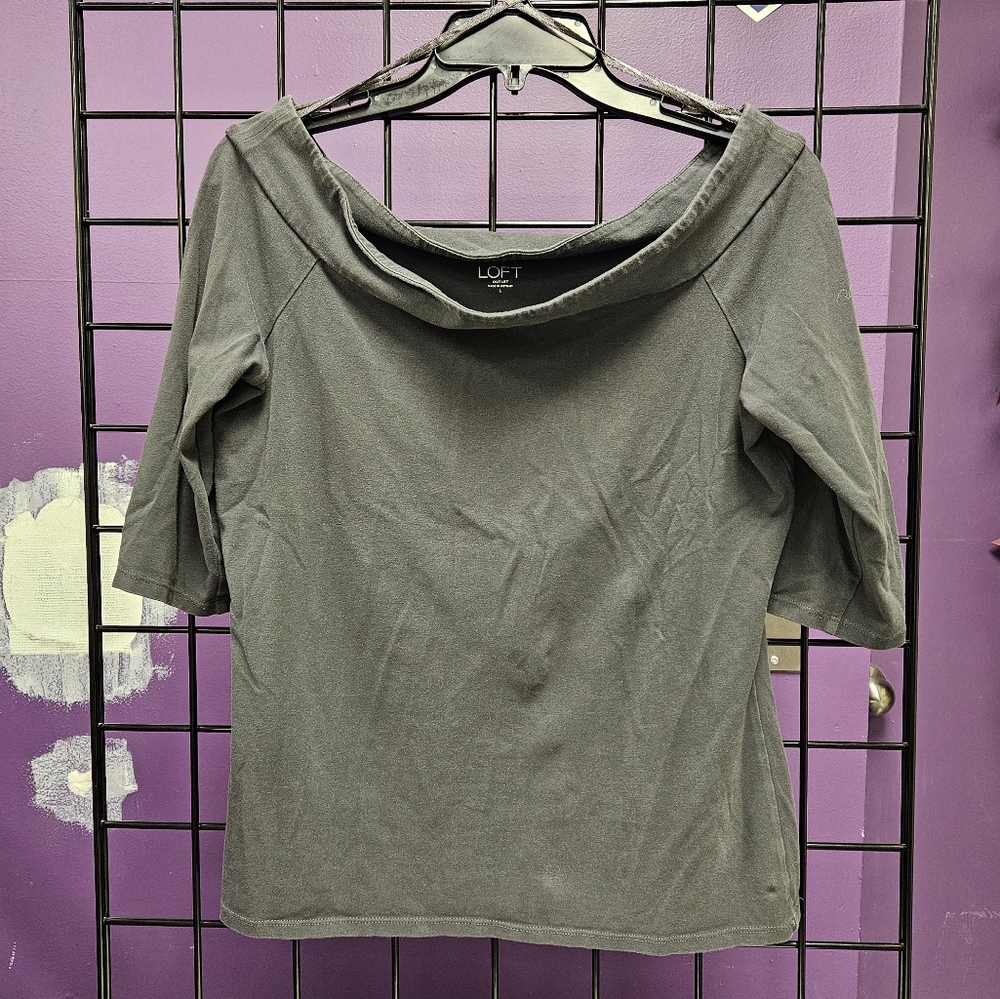 💙 womens shirt 3/4 sleeve gray Ann Taylor L